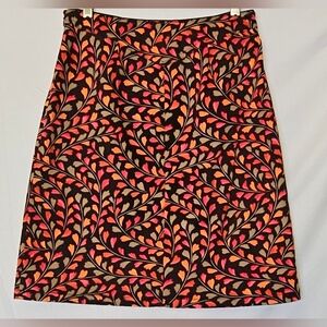 Ladies Talbots Petites Stretch Size 4 Vibrant Patterned Skirt With Side Zip